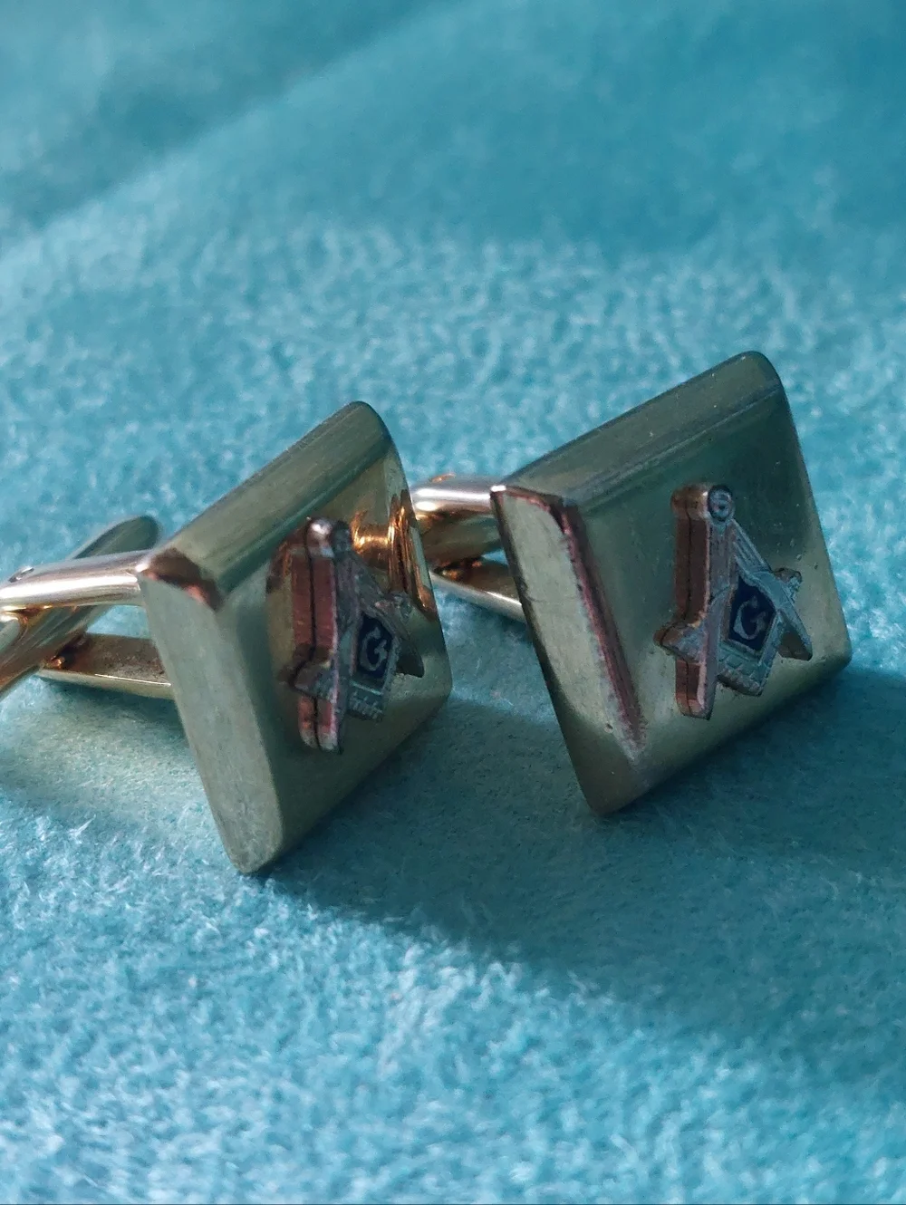 Freemason Cufflinks, Lot of Two Pairs, Brands Hickock & Foster Goldtone, Vintage